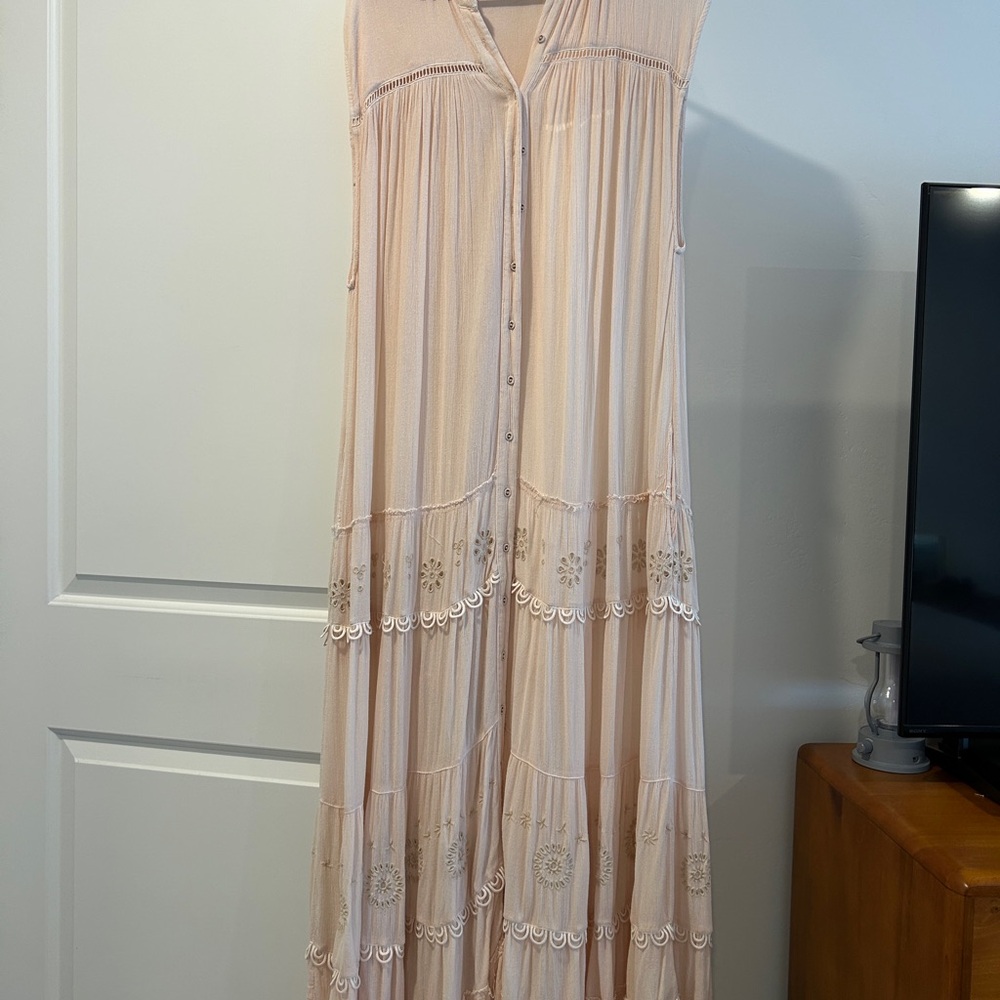 Free People Pink cap sleeve V-Neck Sundress